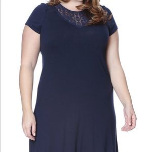 Lace Neckline Knit Dress