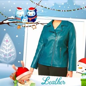 REAL LEARHER Petite Teal Jacket