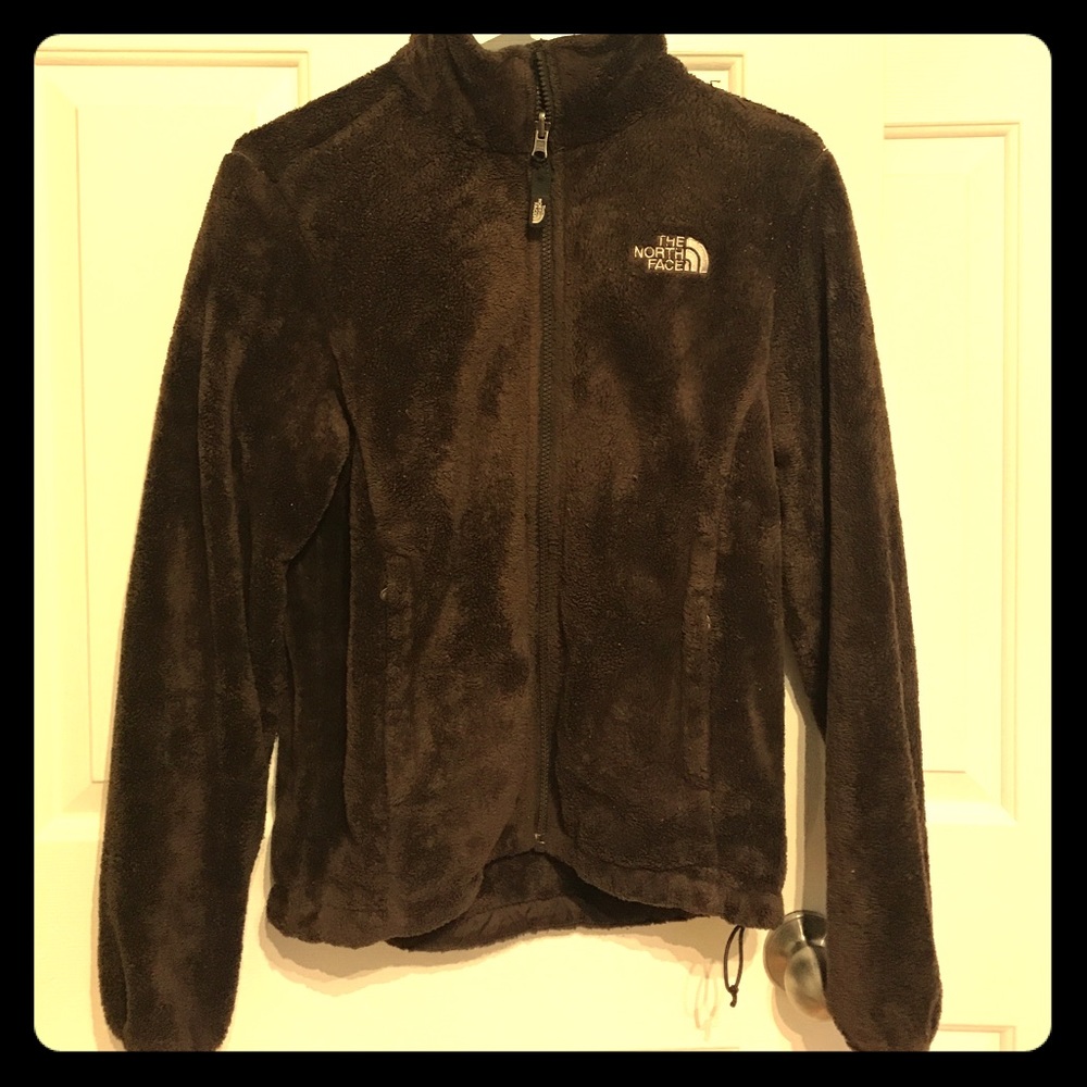Ladies brown fuzzy North Face jacket!