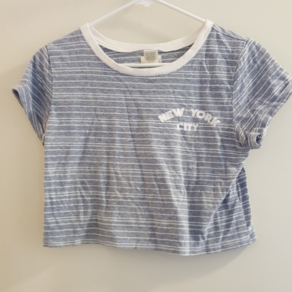 New York city baby blue crop top