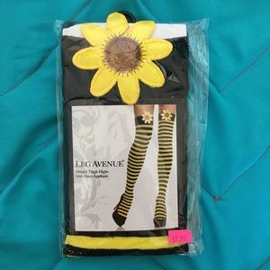 Leg Avenue Black & Yellow Striped Thigh Highs