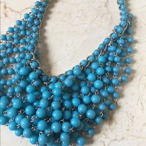 Banana Republic Blue Cluster Beaded Bib Necklace Banana Republic Blue Cluster Beaded Bib Necklace
