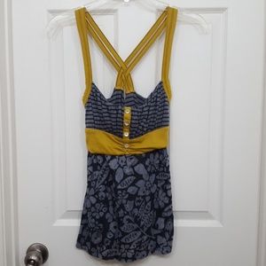 Gray and black racerback tank top