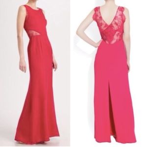 BCBG Karey Lace Long Dress Gown Turkish Rose Pink