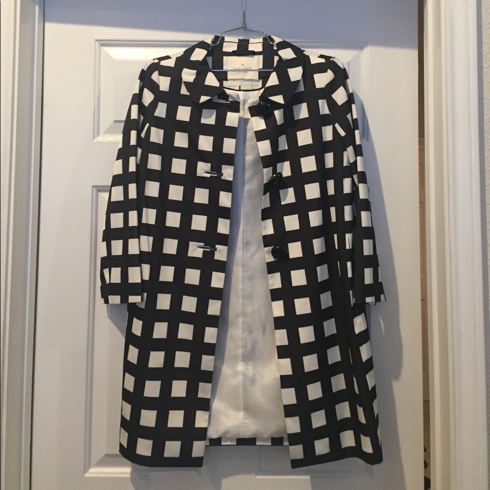 Black and White Plaid Kate Spade Coat Jacket