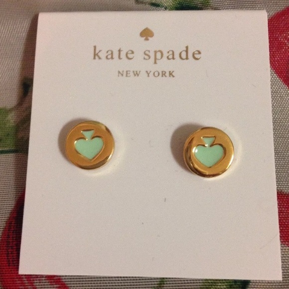 KATE SPADE Spot The Spade Studs. Mint Green. NWT - Picture 2 of 5