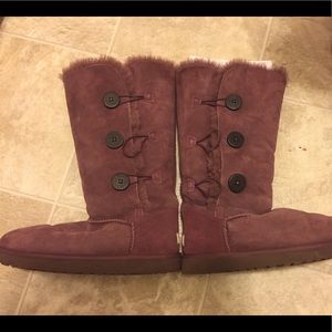 Ugg Burgundy Triple Bailey Button. Size 12.