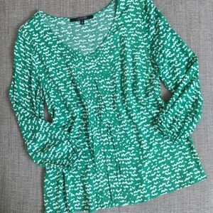 19 Cooper Long Sleeve Green Pattern Blouse