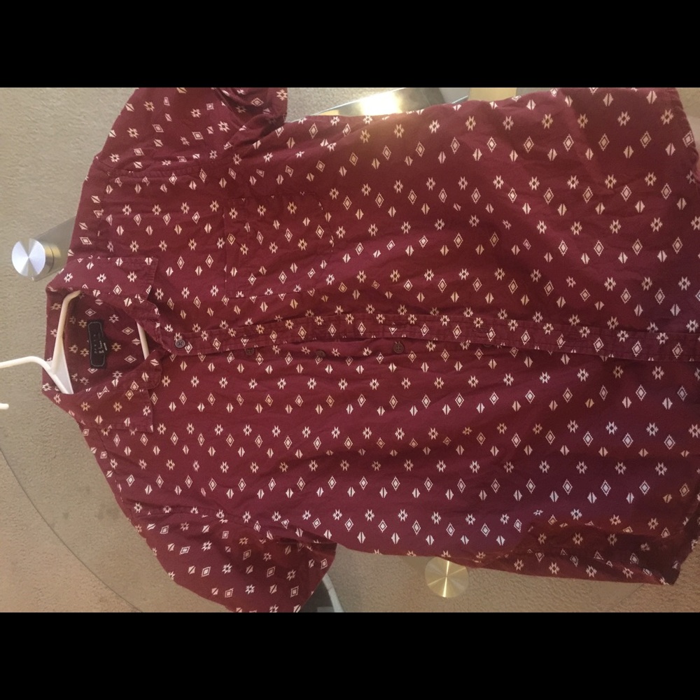 Red button up shirt