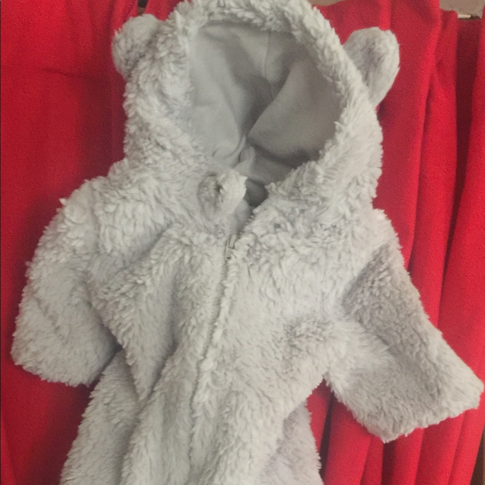 Barefoot Dreams baby bear onesie with footies
