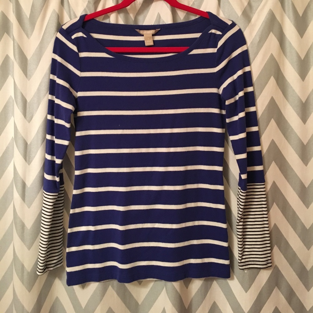 Banana Republic Blue and White Striped Shirt