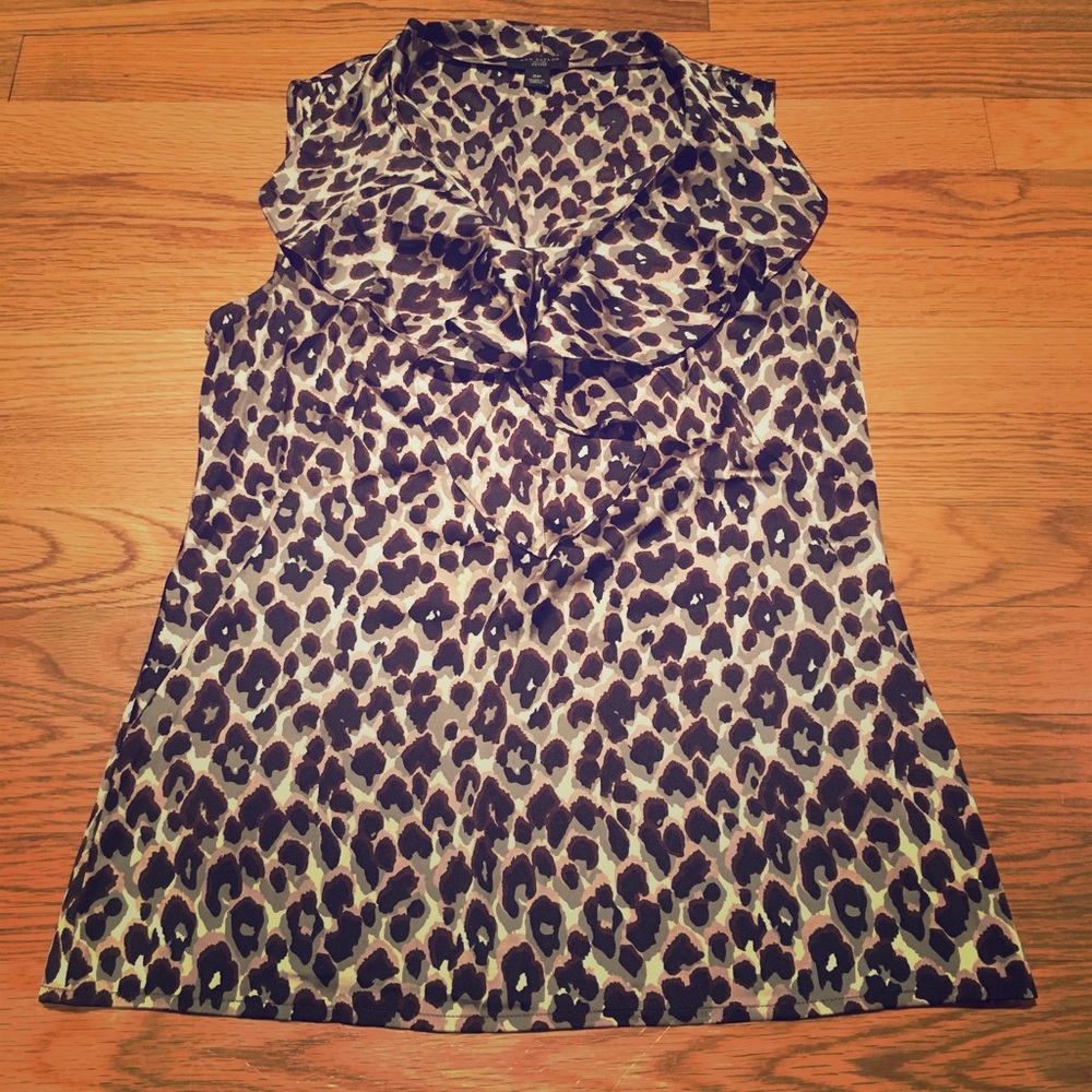 Ann Taylor Sm Petite Leopard Silk Tank