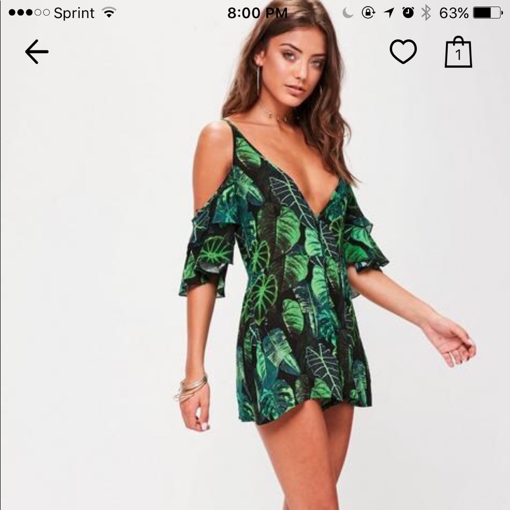 New with Tags! Black Tropical Romper. Never worn! - Picture 1 of 5
