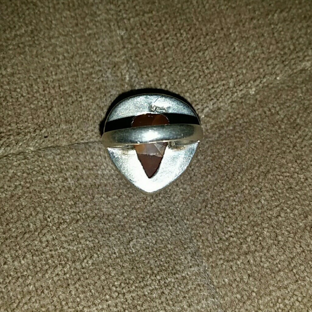 Orange Agate Teardrop Sterling Silver Ring | Sz. 6 - Picture 5 of 5