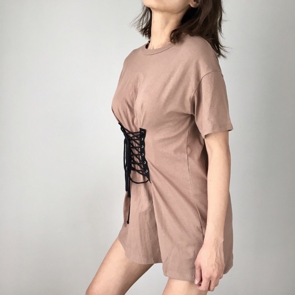 Celebrity tan nude corset tshirt - Picture 2 of 6