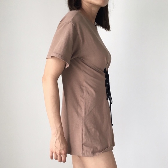 Celebrity tan nude corset tshirt - Picture 5 of 6