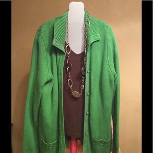Green women's heavy cardigan