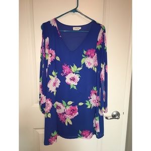 Floral Slit Long sleeve Cocktail dress