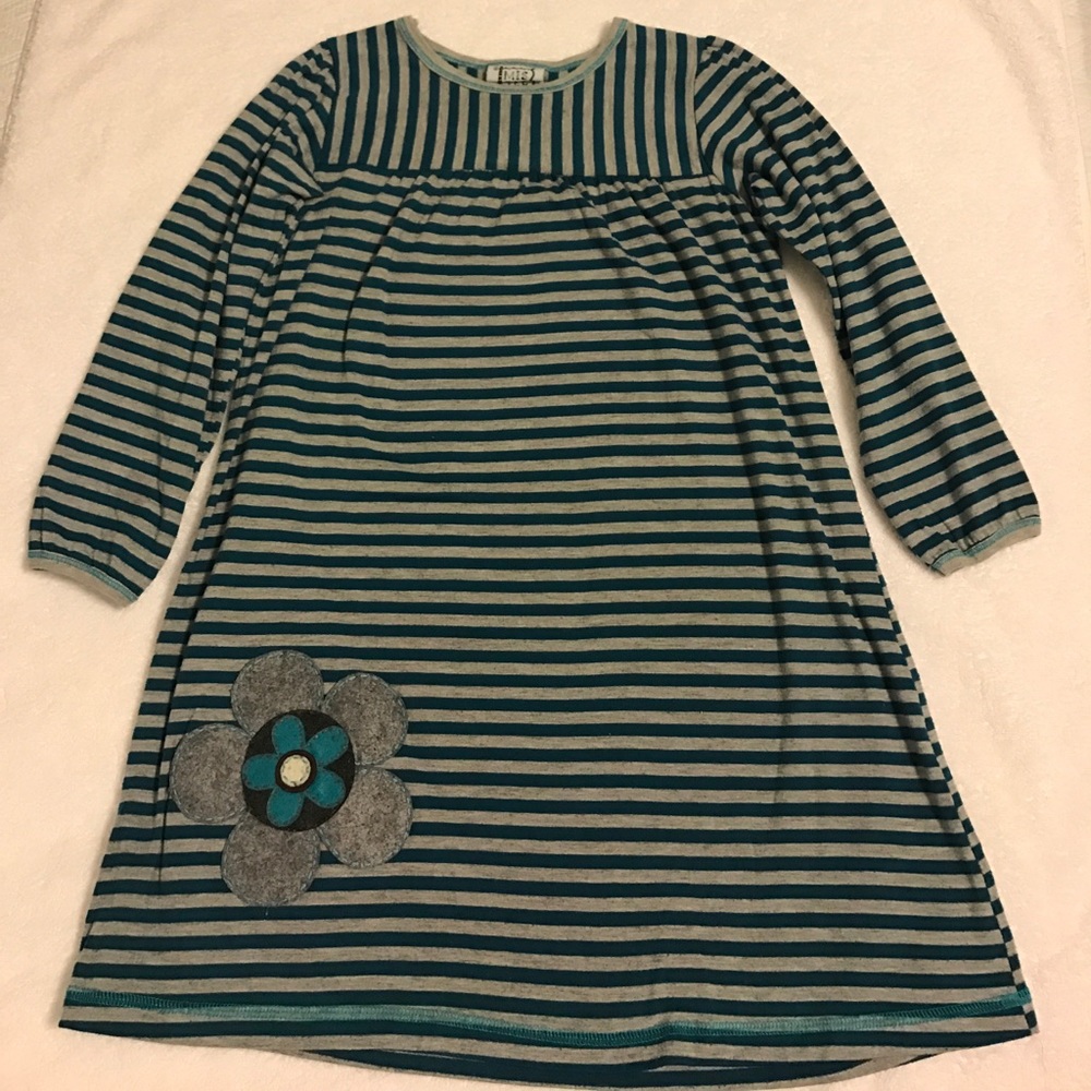 Mis Tee V-Us Gray and Dark Teal Striped Dress