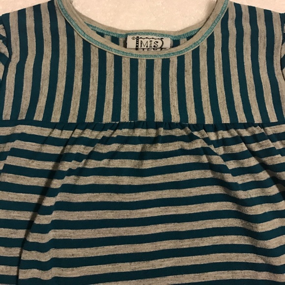 Mis Tee V-Us Gray and Dark Teal Striped Dress - Picture 2 of 4