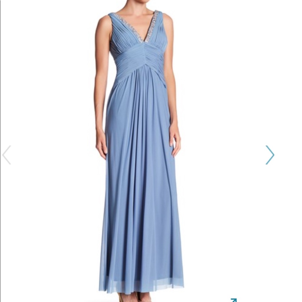 Marina V Neck Gown Crystal Trim