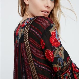 NWT Free People Black Multi Paisley Tunic SZ LARGE