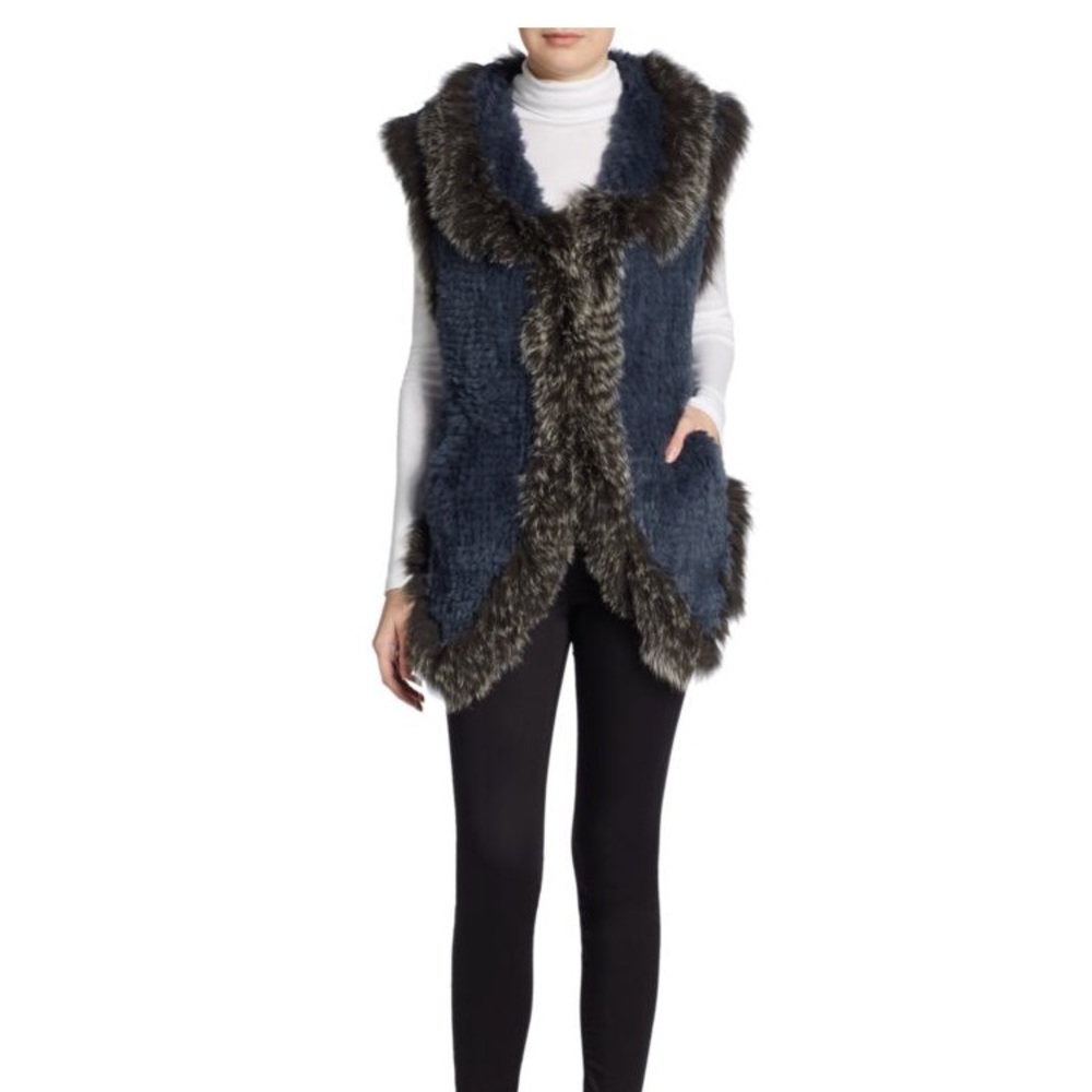 Saks fifth Ave rabbit and fox fur vest m/l 😍