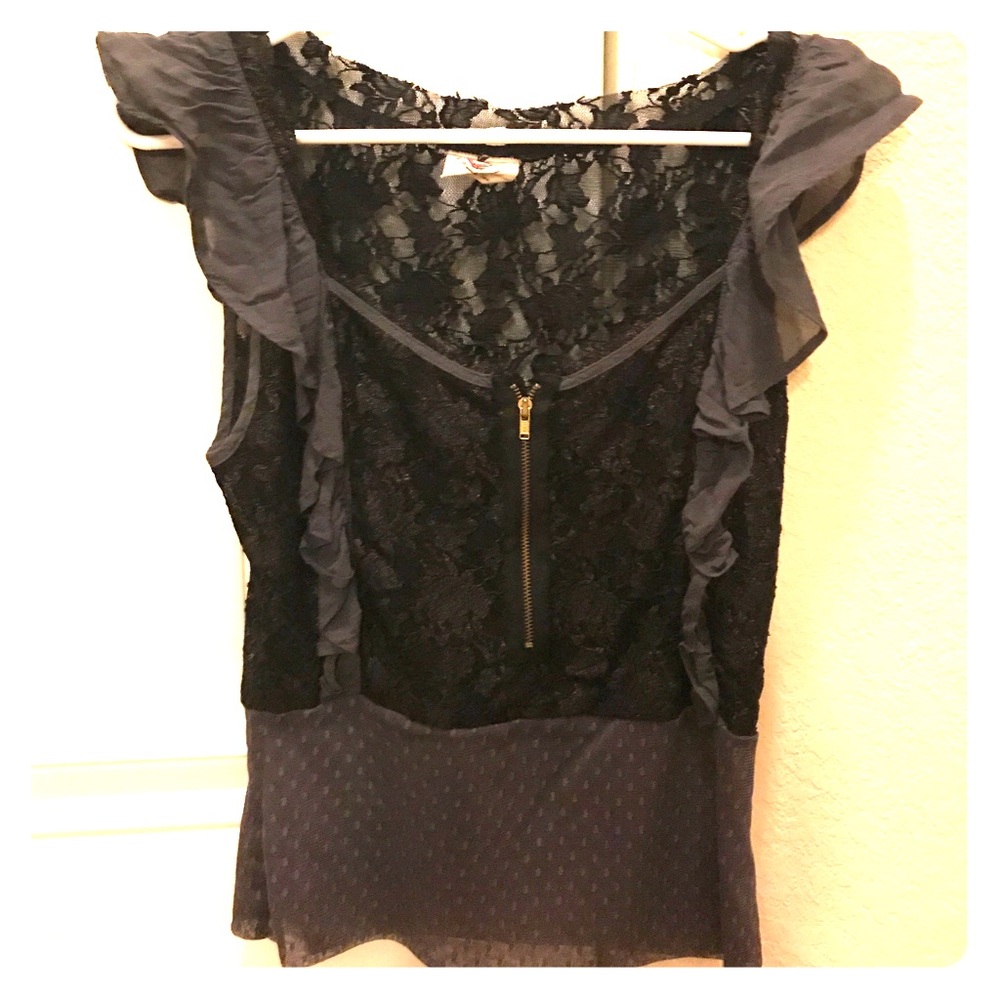 Free People lace top with zipper