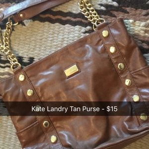 Tan Kate Landry Bag w/ Gold Details