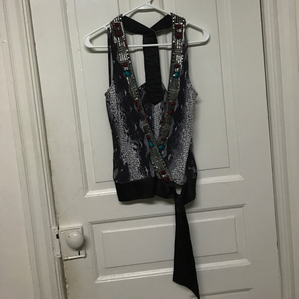 Hot! Tback low cut snake print top