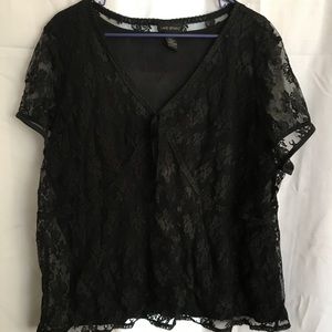 Lane Bryant black lace blouse