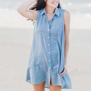 Button Up Chambray Dress with Pockets