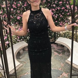 Black sequined dress w/open back