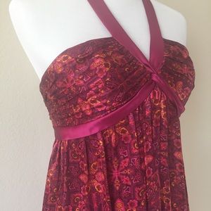 Silk maxi halter dress in paisley print
