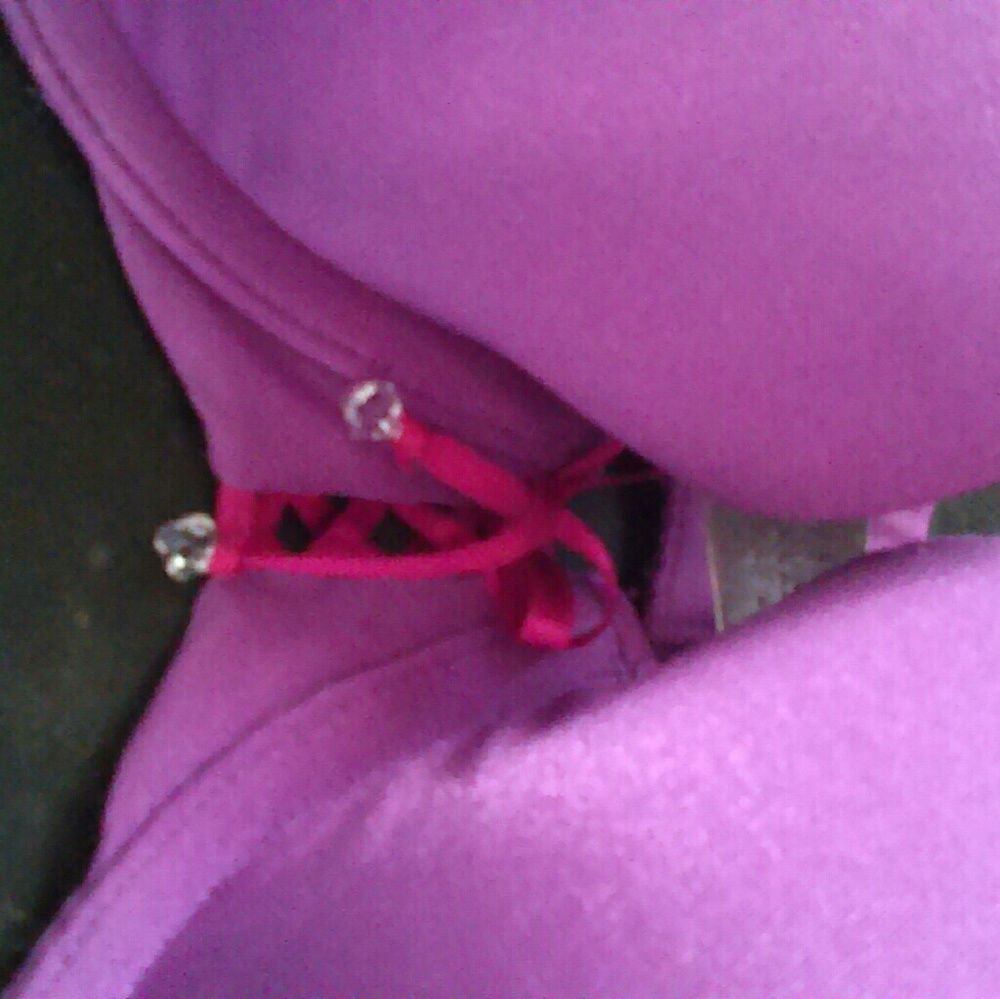Euc Vs Bra Purple Crystal Drips Lace Up Size 34d - image 2