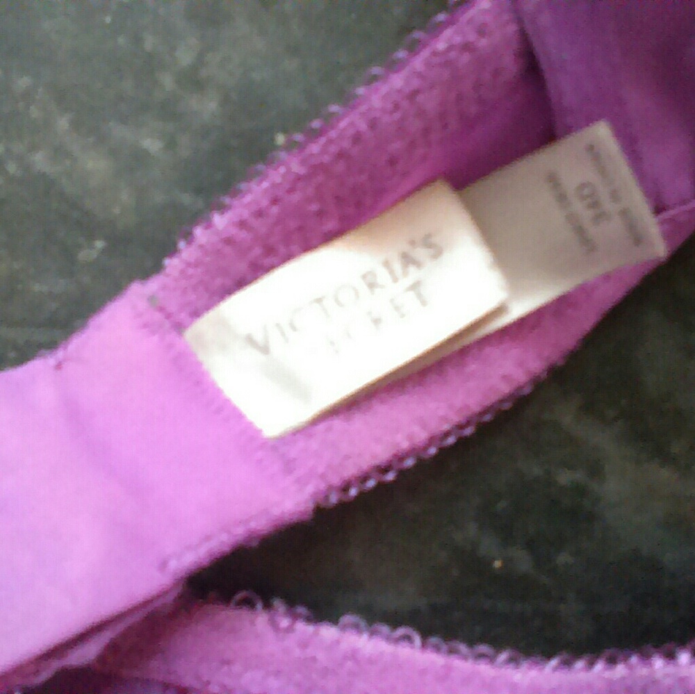 Euc Vs Bra Purple Crystal Drips Lace Up Size 34d - image 4