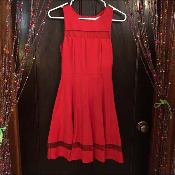 Peekaboo Mesh Fit n Flare Sunset Skater Dress XS - Picture 5 of 6