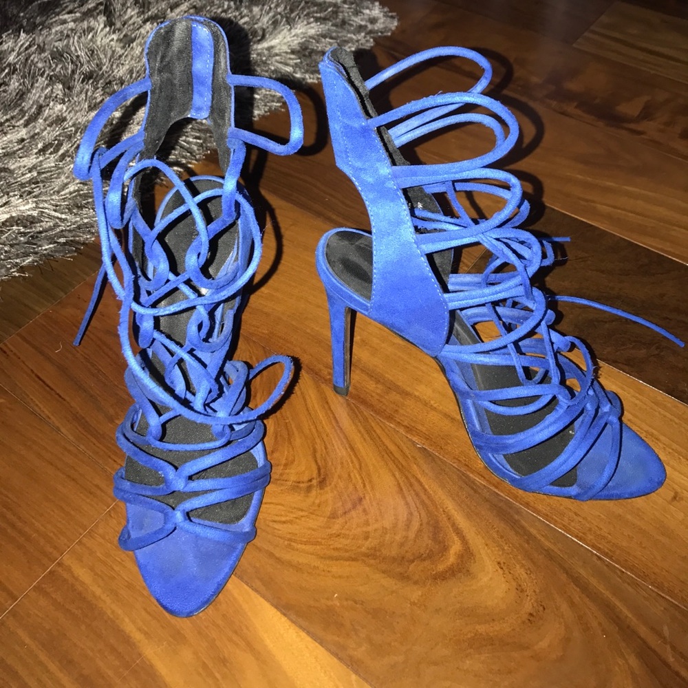 Zara collection suede beautiful tie-up heels
