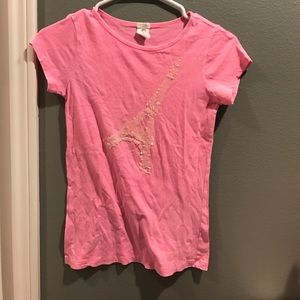 Kids pink sparkly Eiffel Tower t shirt