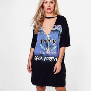 Boohoo Plus rocker t-shirt dress