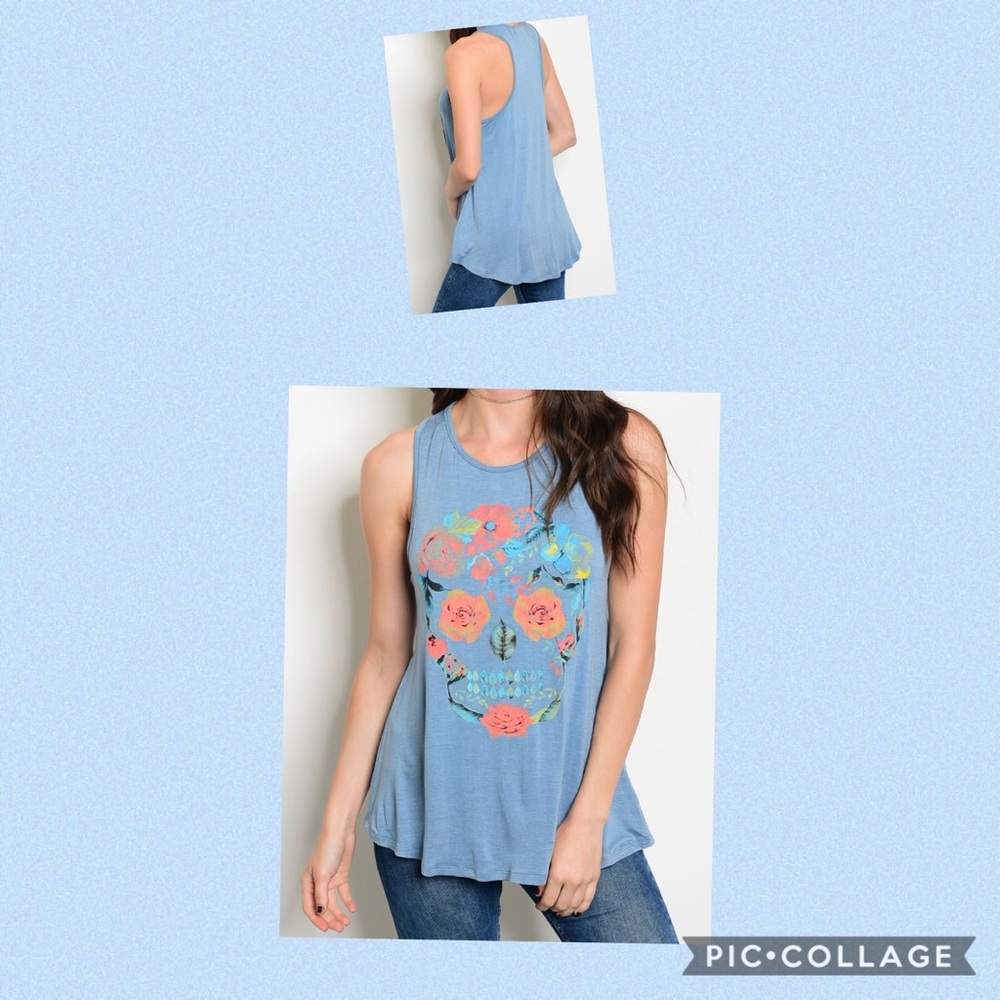 FLASH SALE!!! NWT Floral Skull Tank - Picture 2 of 2