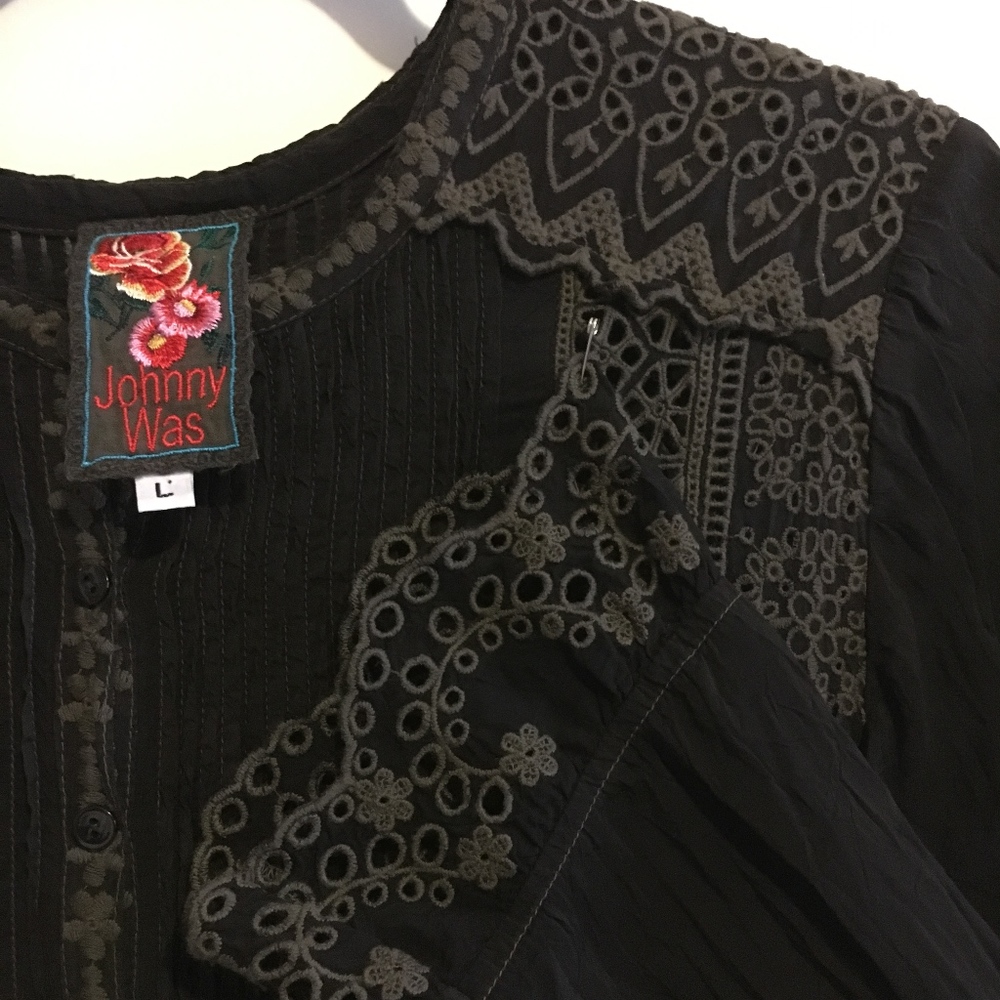 NWOT Johnny Was brown embroidered blouse jacket L