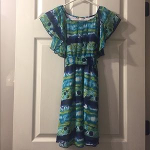 Girls teal/blue chiffon dress