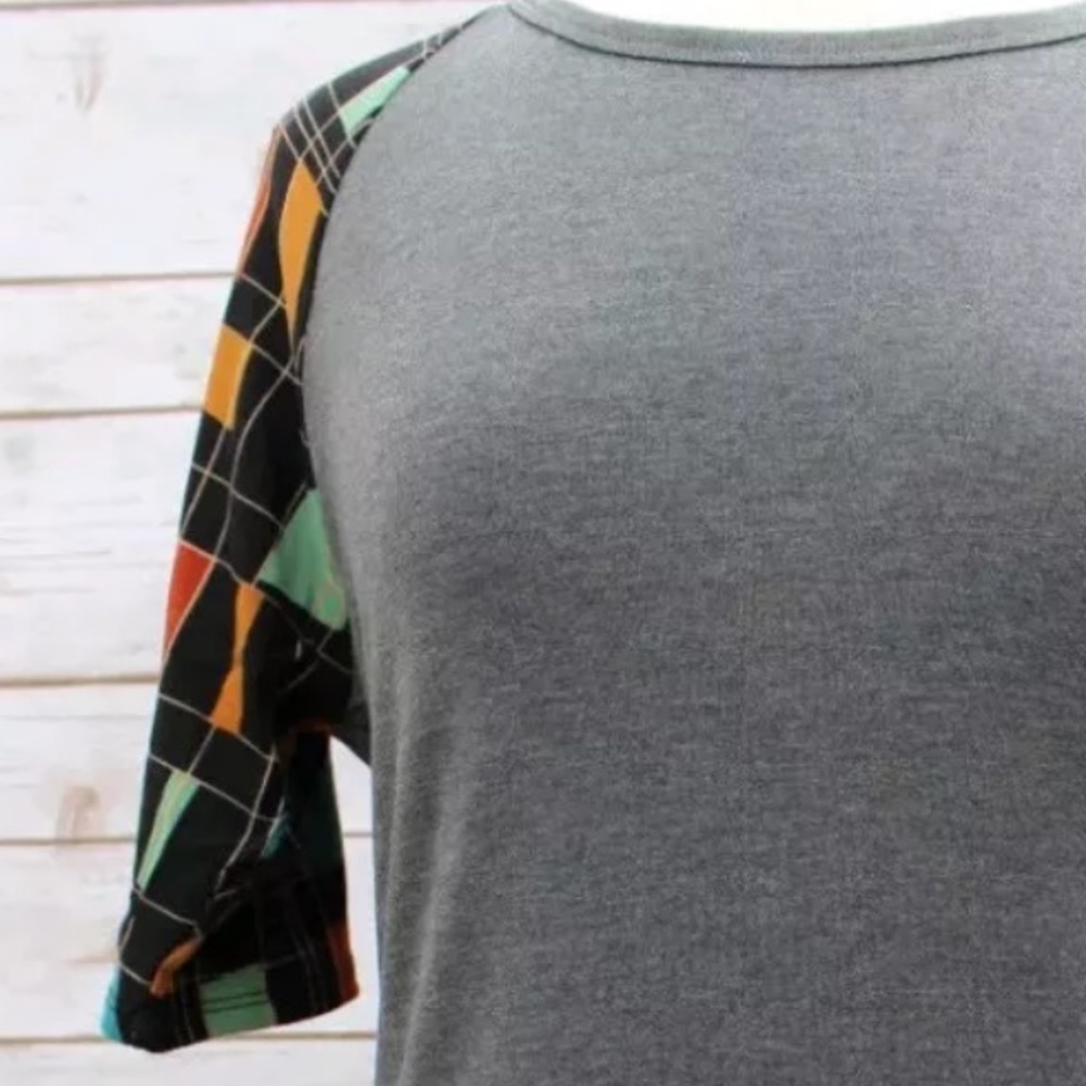 Lularoe Julia in Grey w/Geometric Sleeves - Small - Picture 2 of 4