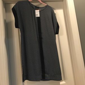 H&M chiffon shirt dress | navy and white