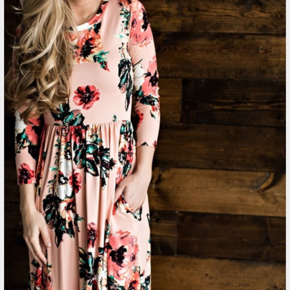Classic rose water color maxi dress