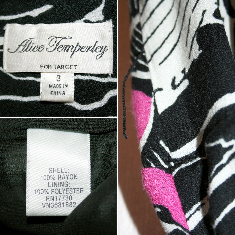 Black & White Floral Dress w/Pops of Fuchsia - Picture 7 of 8
