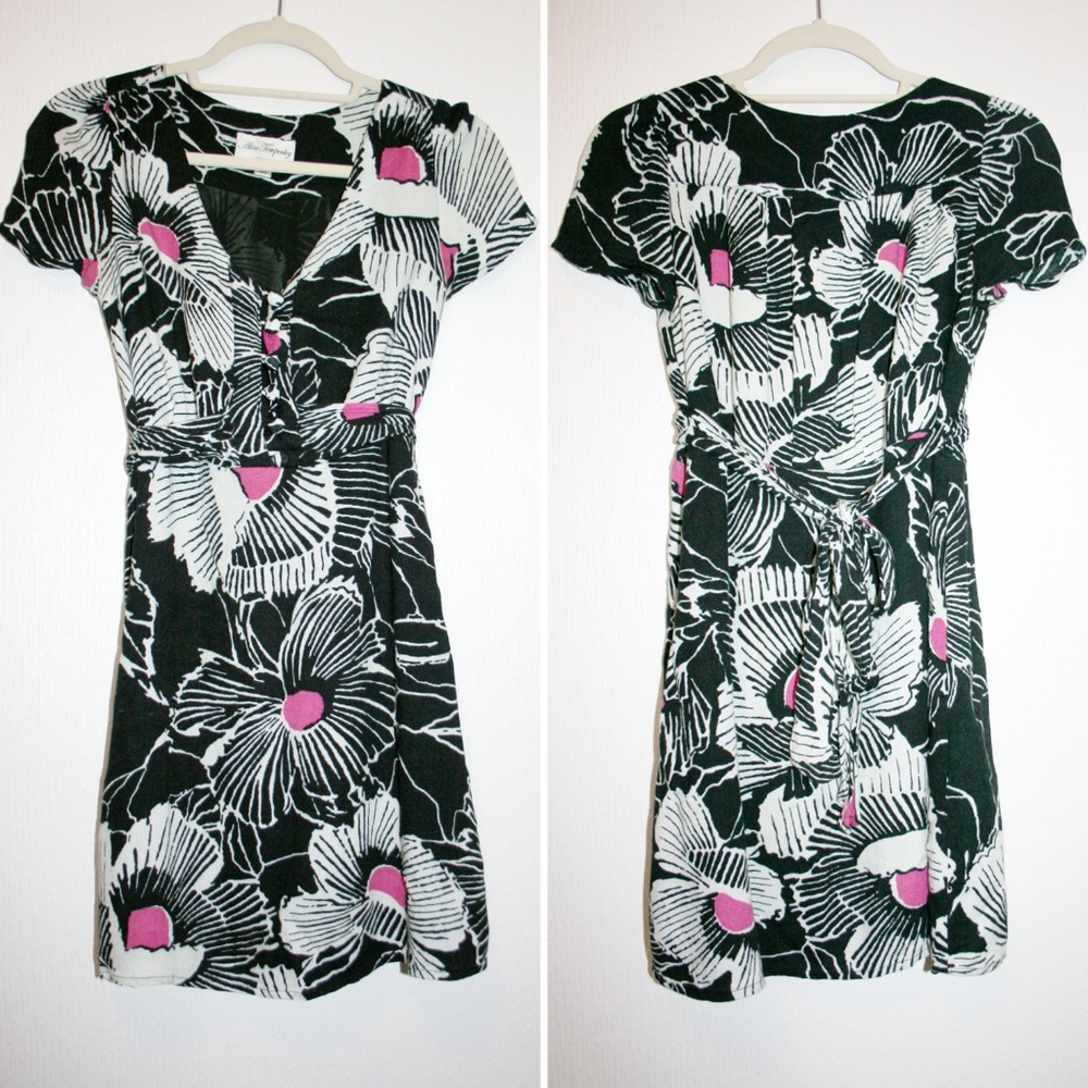 Black & White Floral Dress w/Pops of Fuchsia - Picture 8 of 8