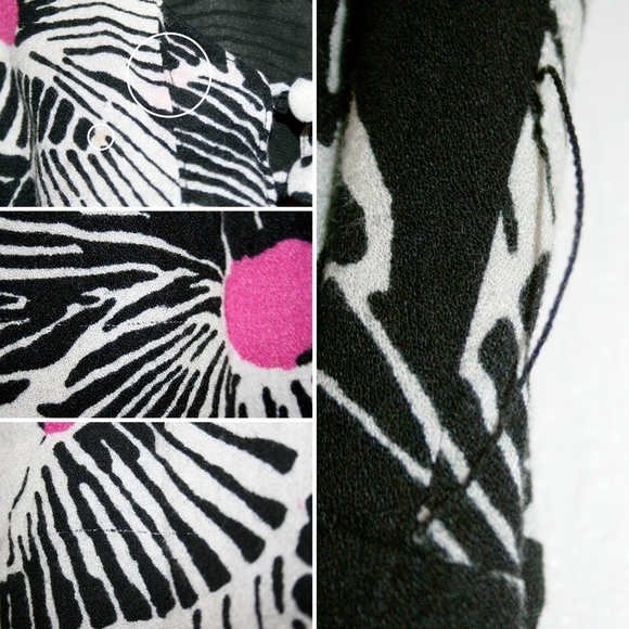 Black & White Floral Dress w/Pops of Fuchsia - Picture 6 of 8