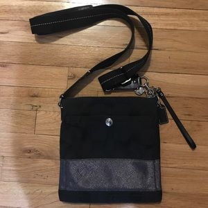 Coach signature stripe swing pack cross-body